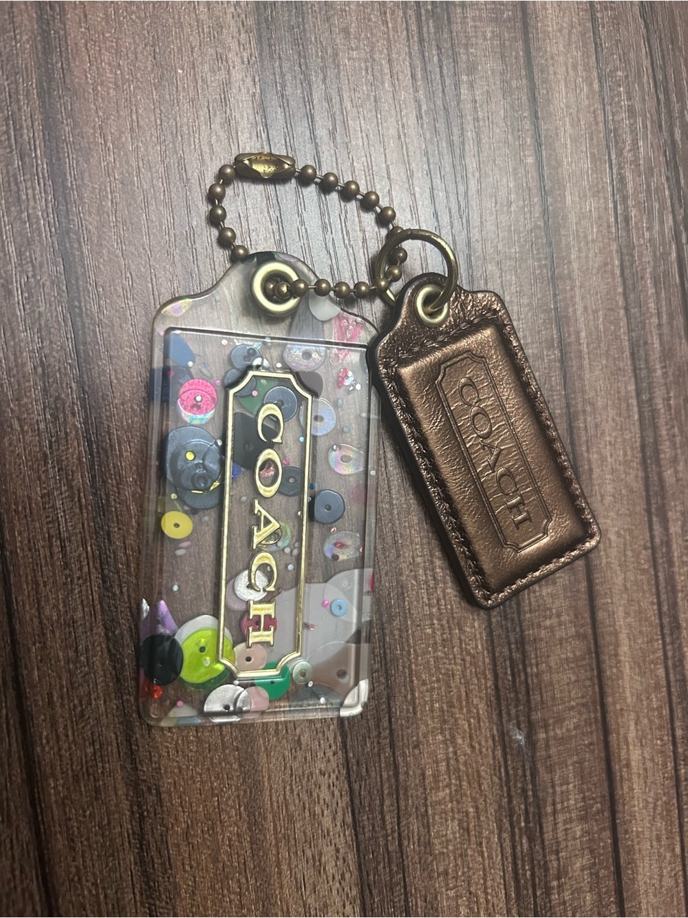 COACH Poppy Vintage set Metallic Brown Leather & Clear Sequin